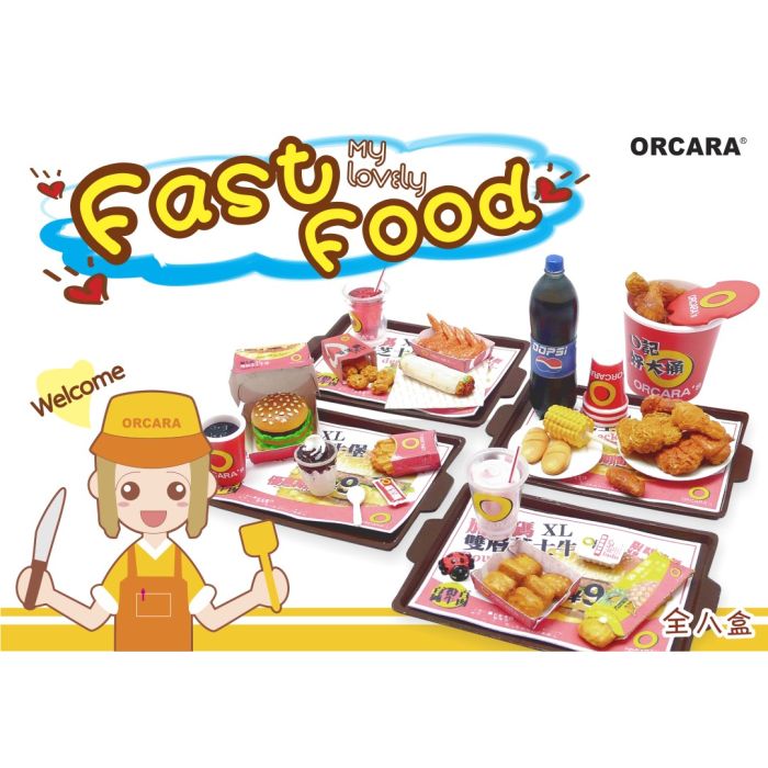 ORCARA Dollhouse Miniature Fast food and drink Full set